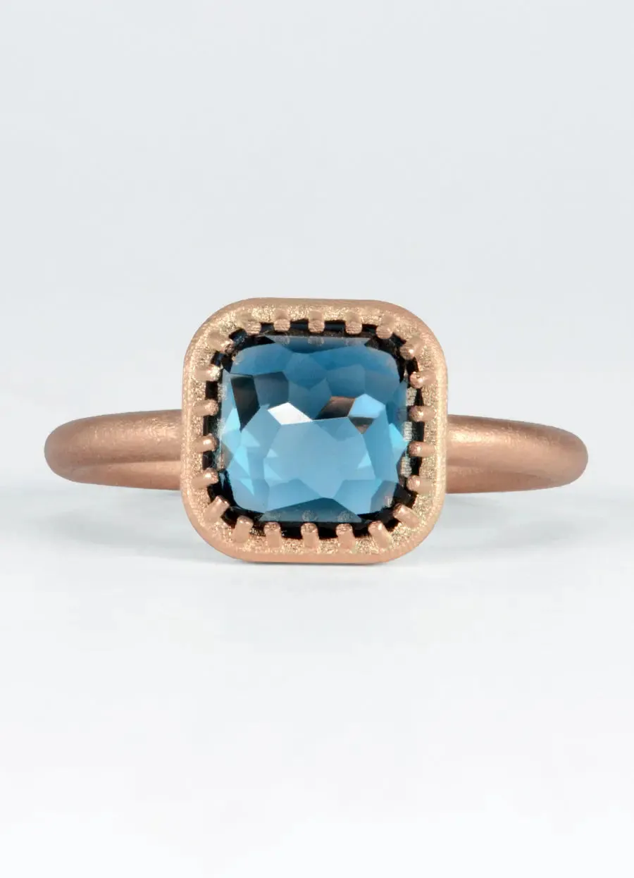 2.3ct London Blue Topaz and Red Gold Ring