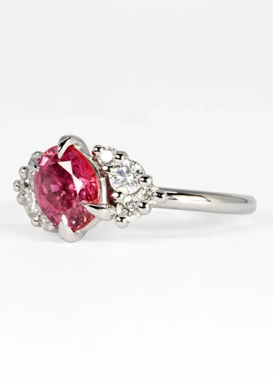 2.44ct Padparadscha Sapphire & White Diamond Cluster Ring