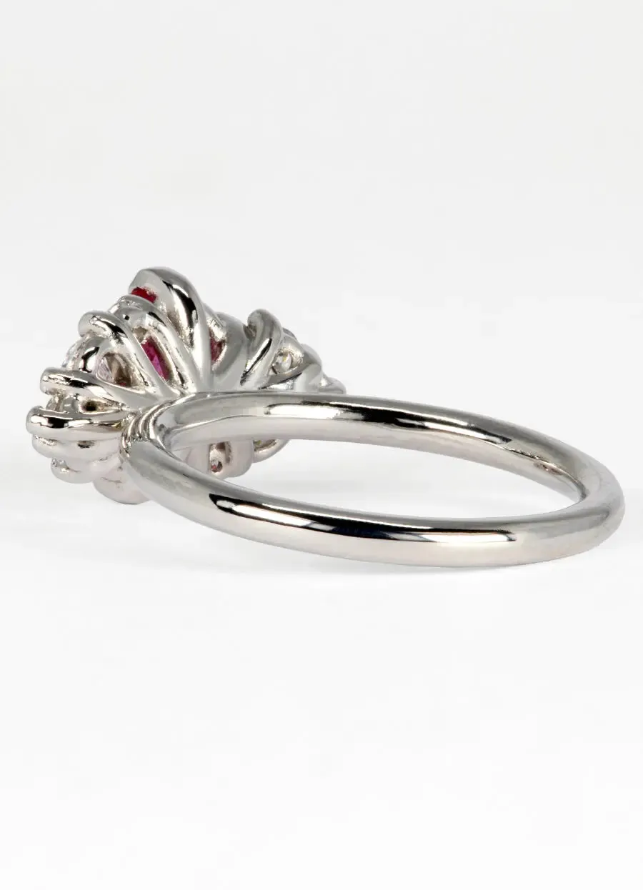 2.44ct Padparadscha Sapphire & White Diamond Cluster Ring