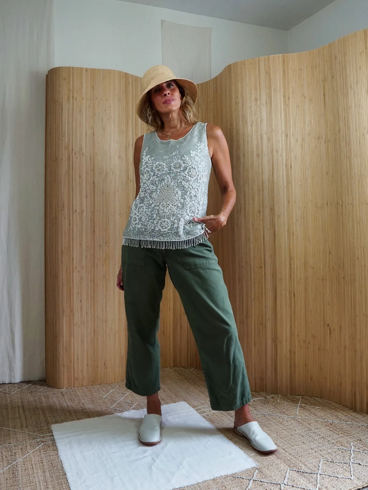 60's Seafoam Sequin Wool Top