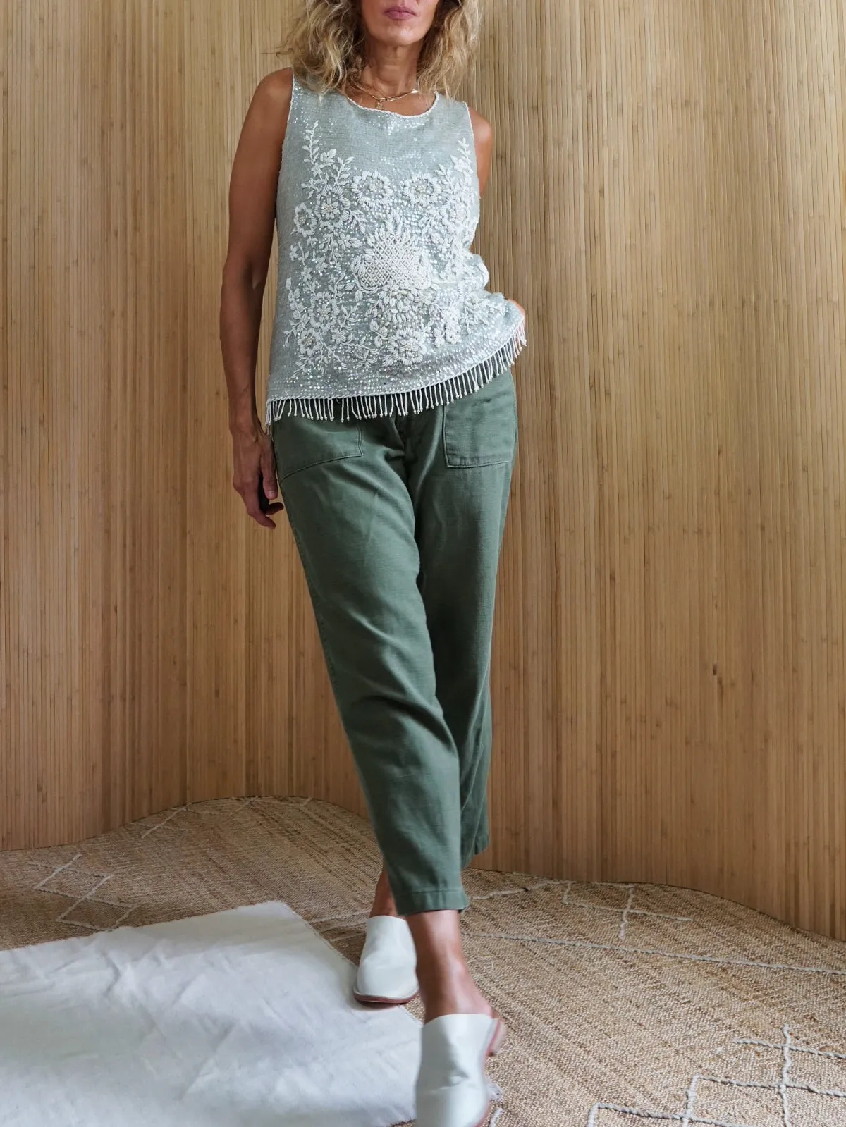 60's Seafoam Sequin Wool Top