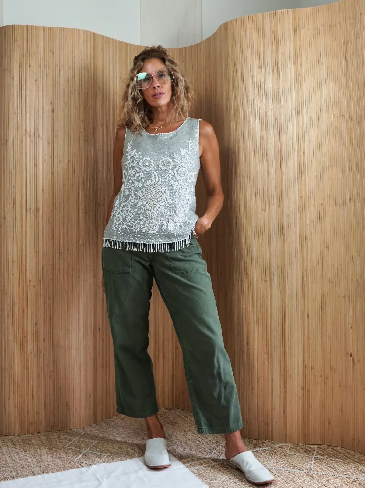 60's Seafoam Sequin Wool Top
