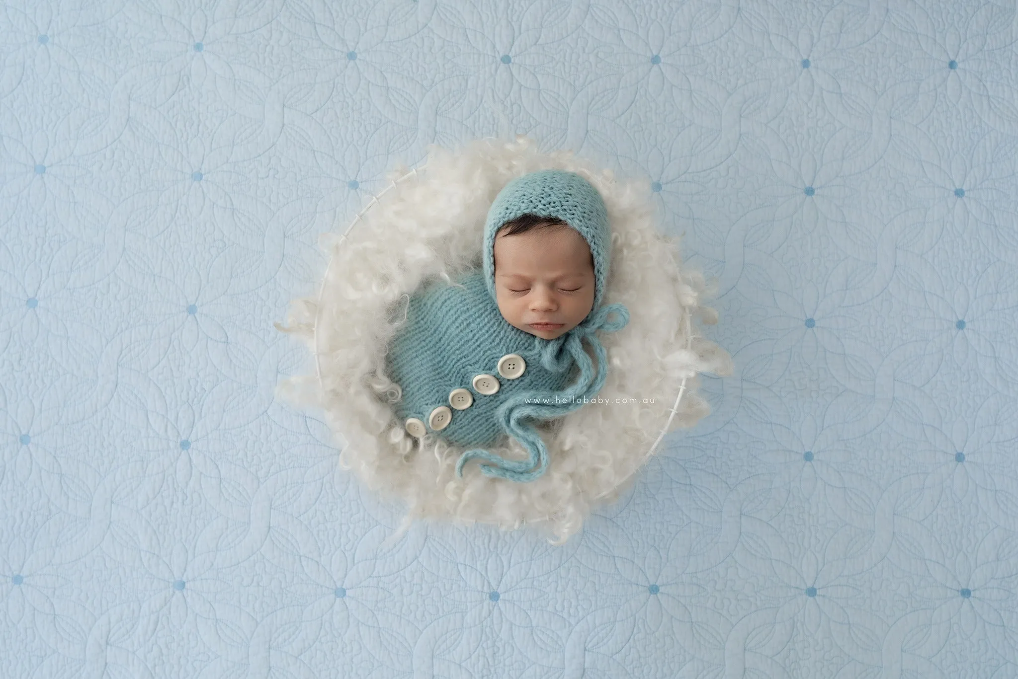 Baby newborn swaddle wrap and bonnet set, soft, knitted, buttons, Made to order