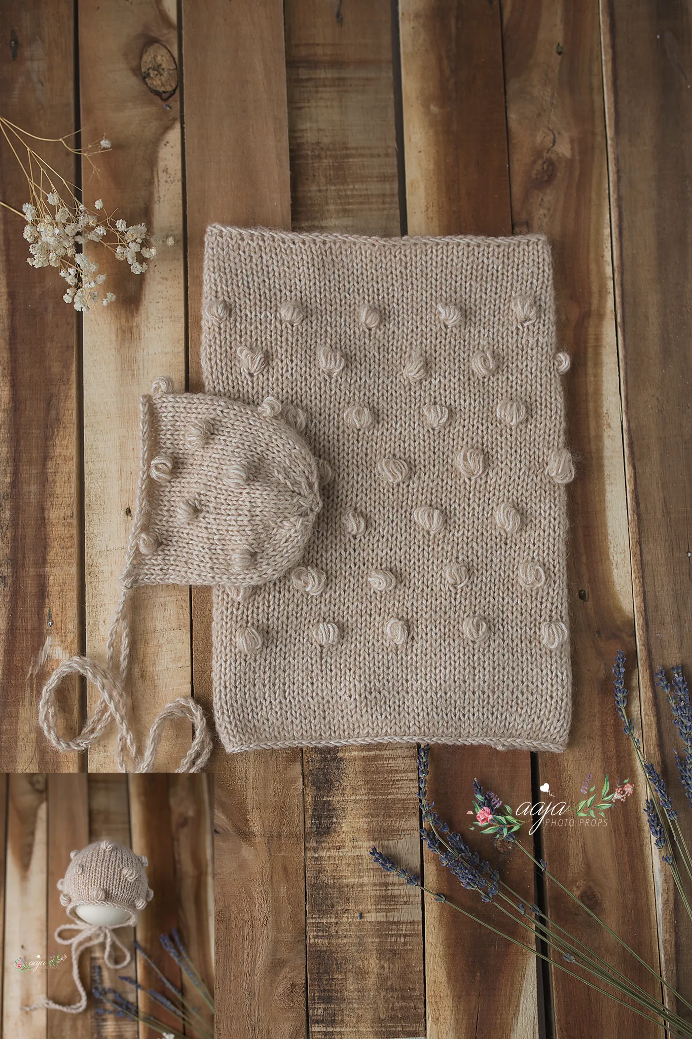 Baby newborn swaddle wrap and bonnet set, soft, knitted, buttons, Made to order