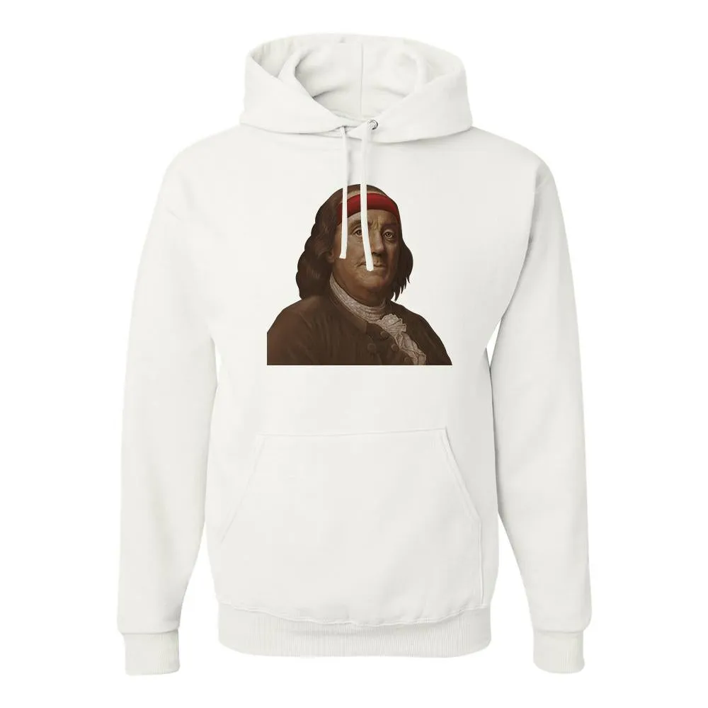 Ben Franklin Sweatband Pullover Hoodie | Ben Franklin Sweat Band White Pull Over Hoodie