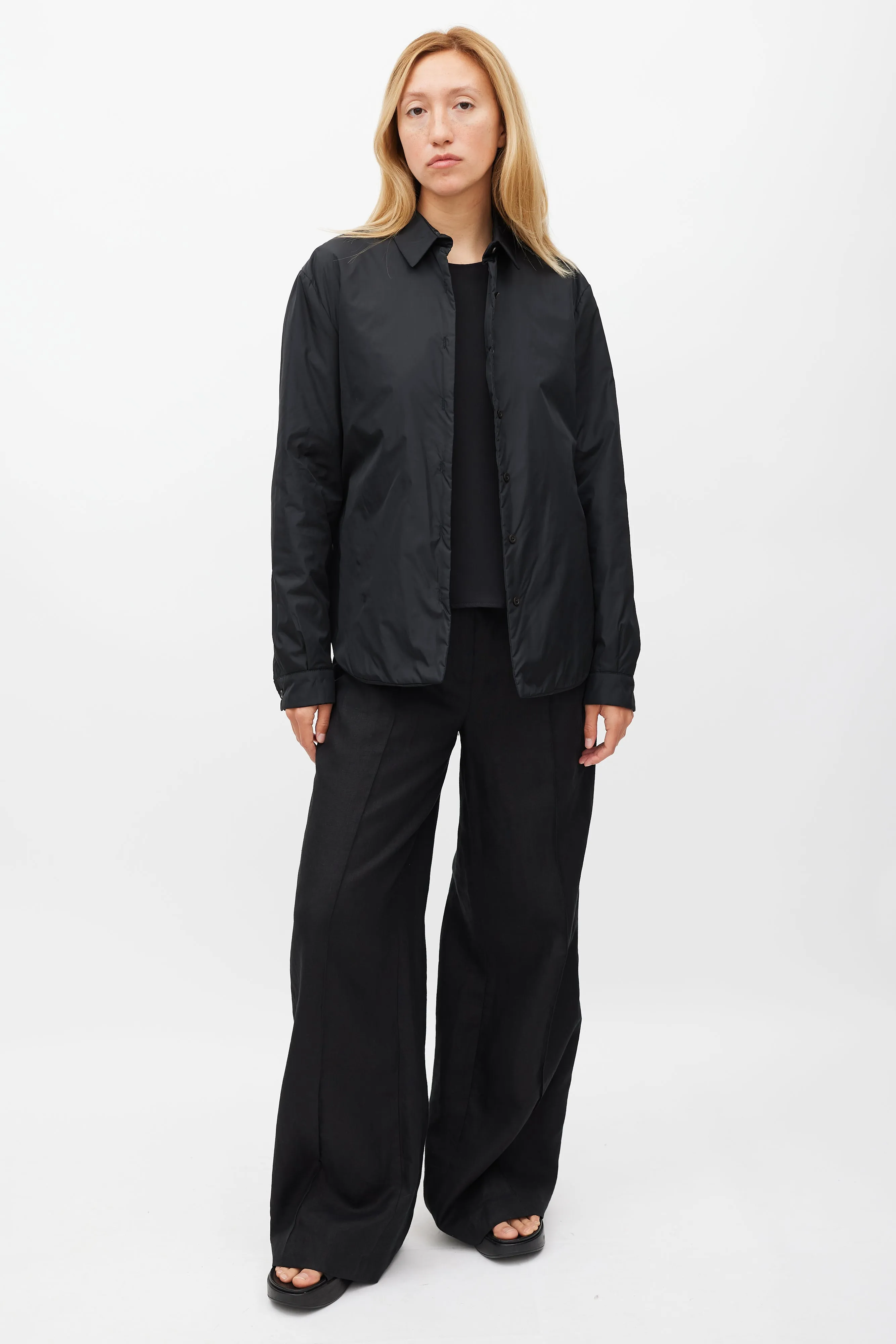 Black Padded Nylon Shirt