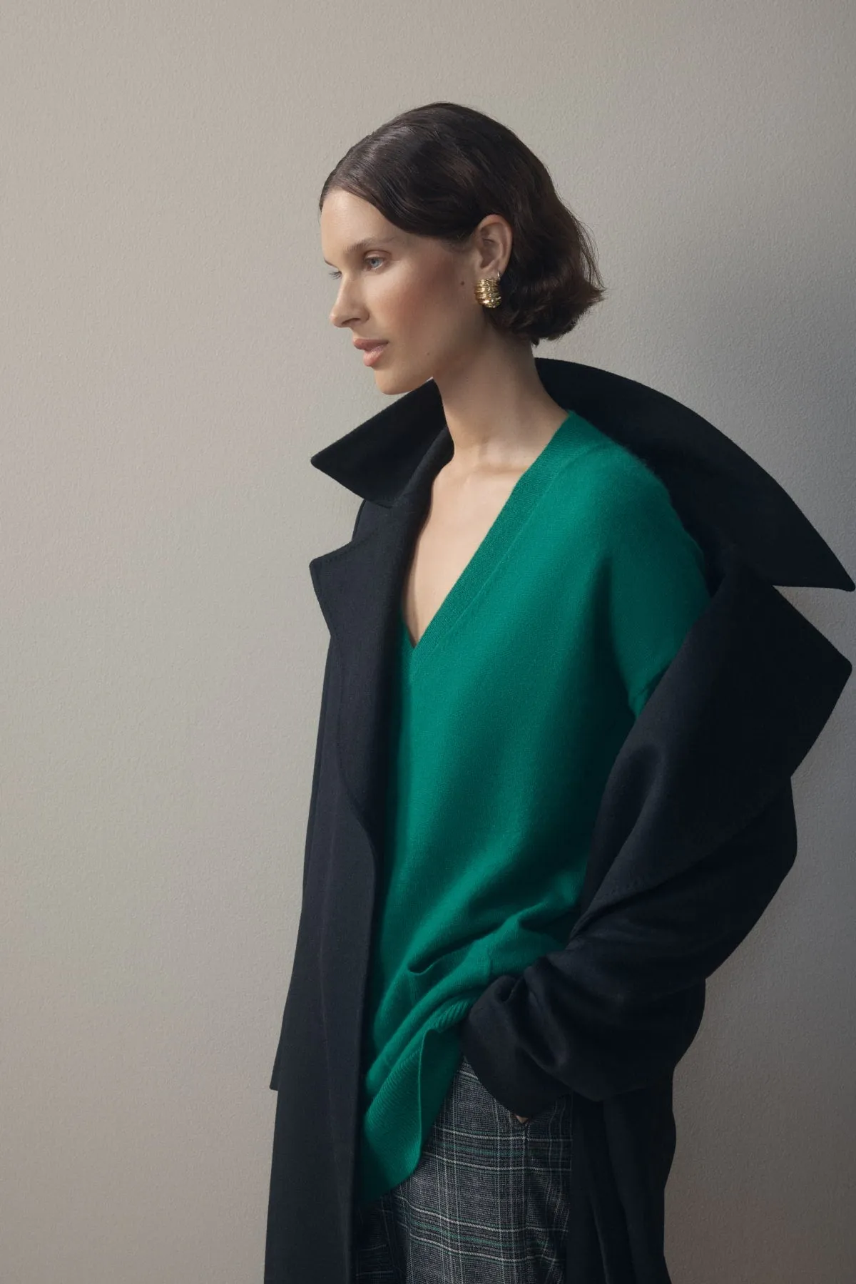 Cashwool V Jumper - Green