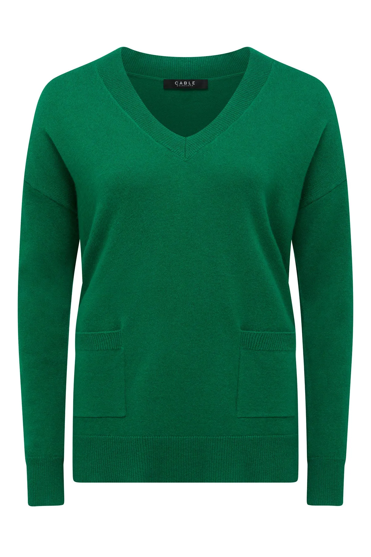 Cashwool V Jumper - Green