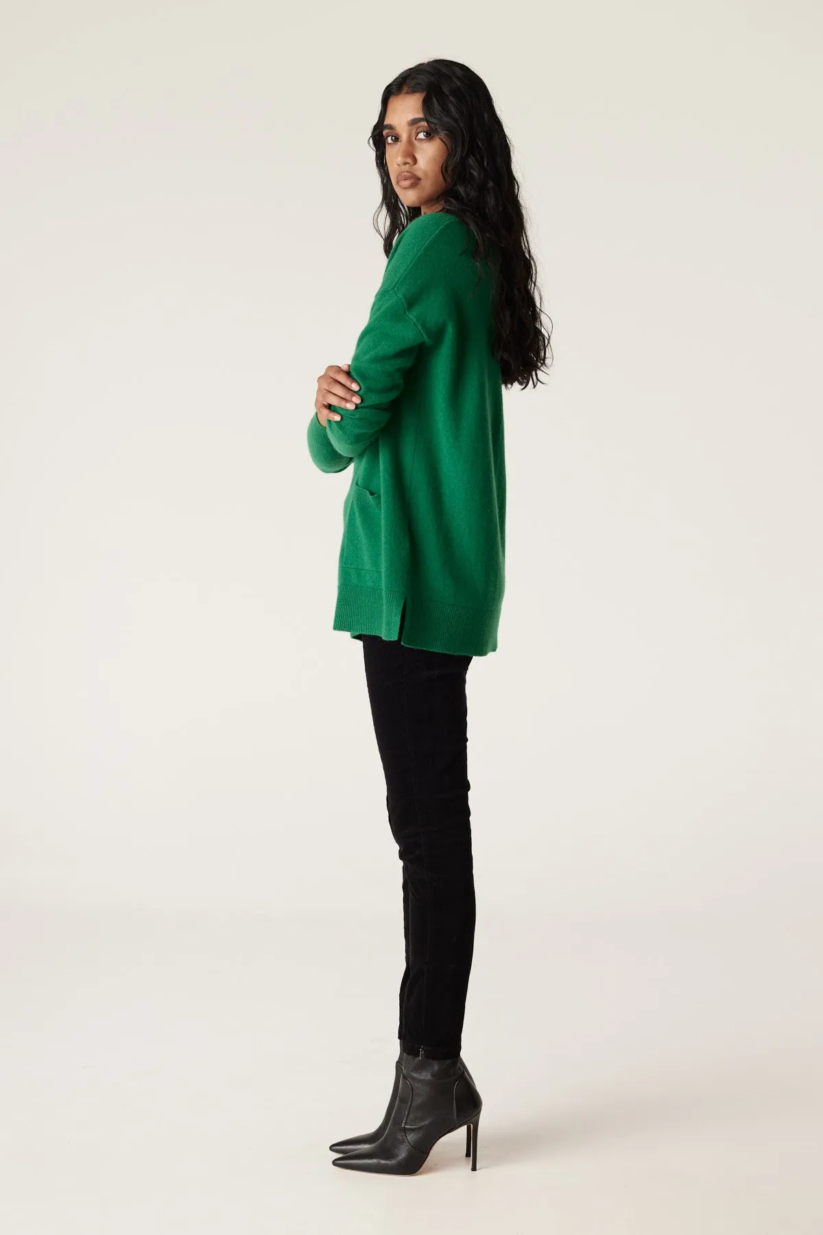 Cashwool V Jumper - Green