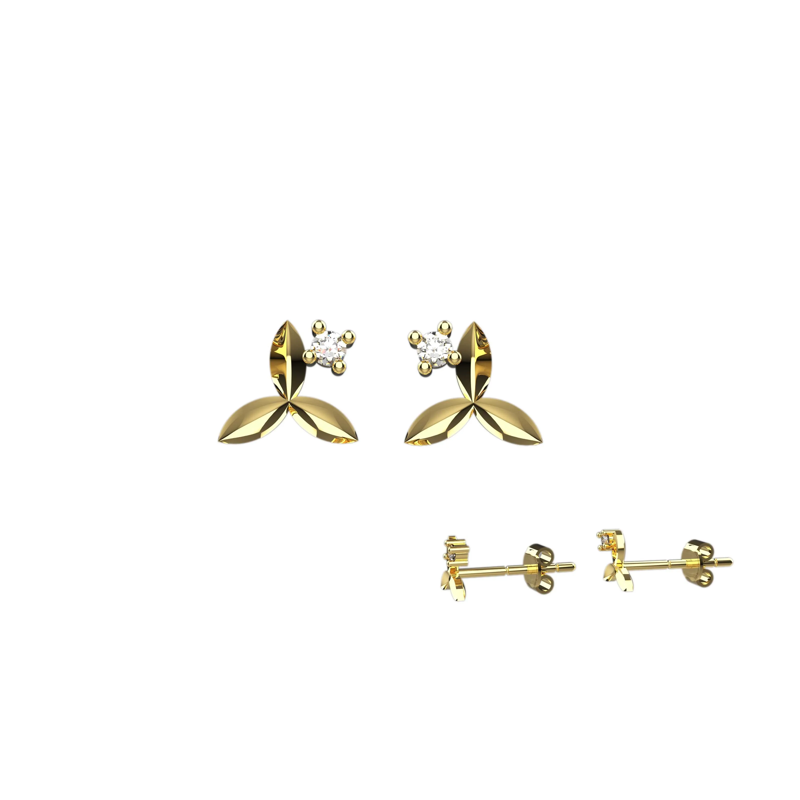 Clear Leaf Earrings Unique Studs