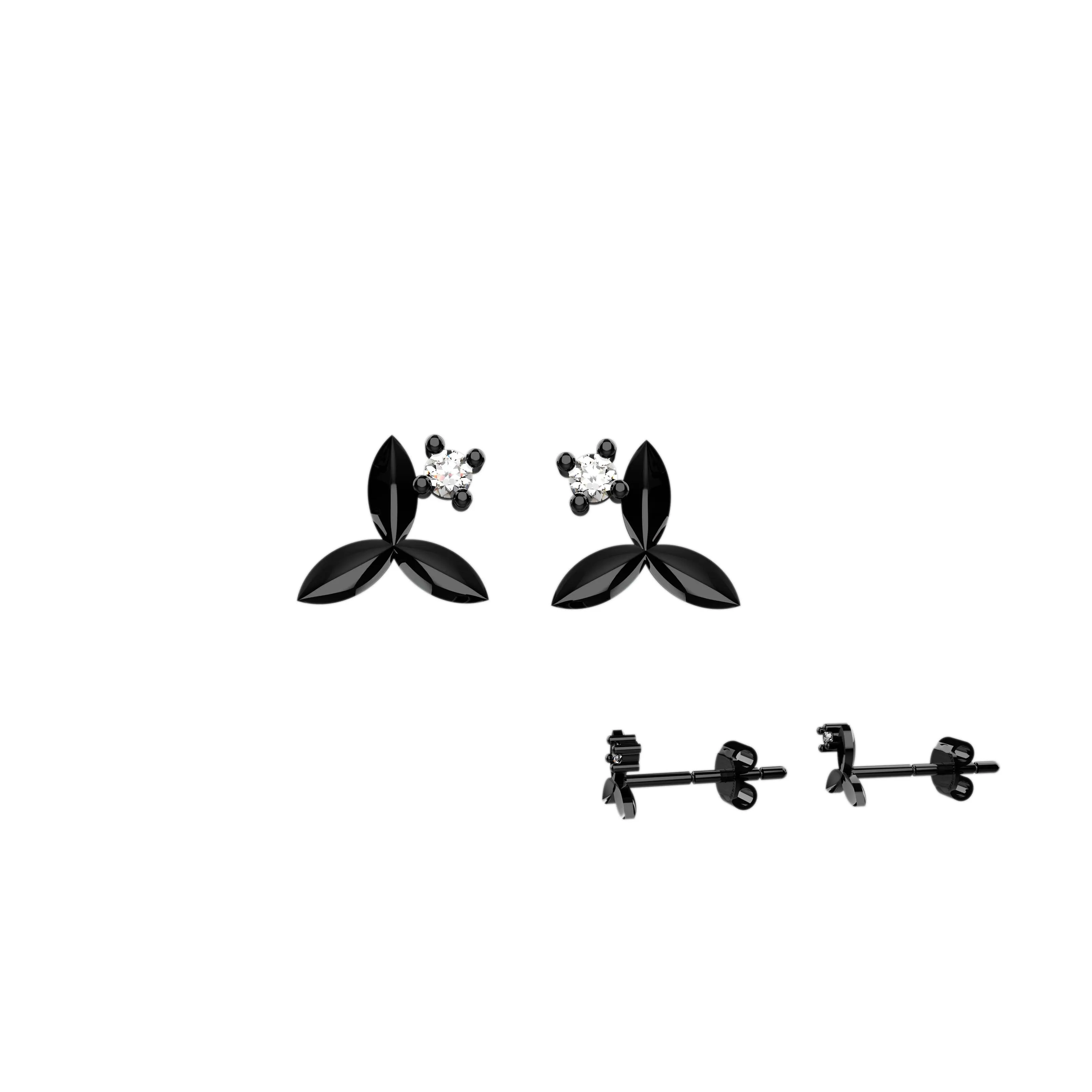 Clear Leaf Earrings Unique Studs