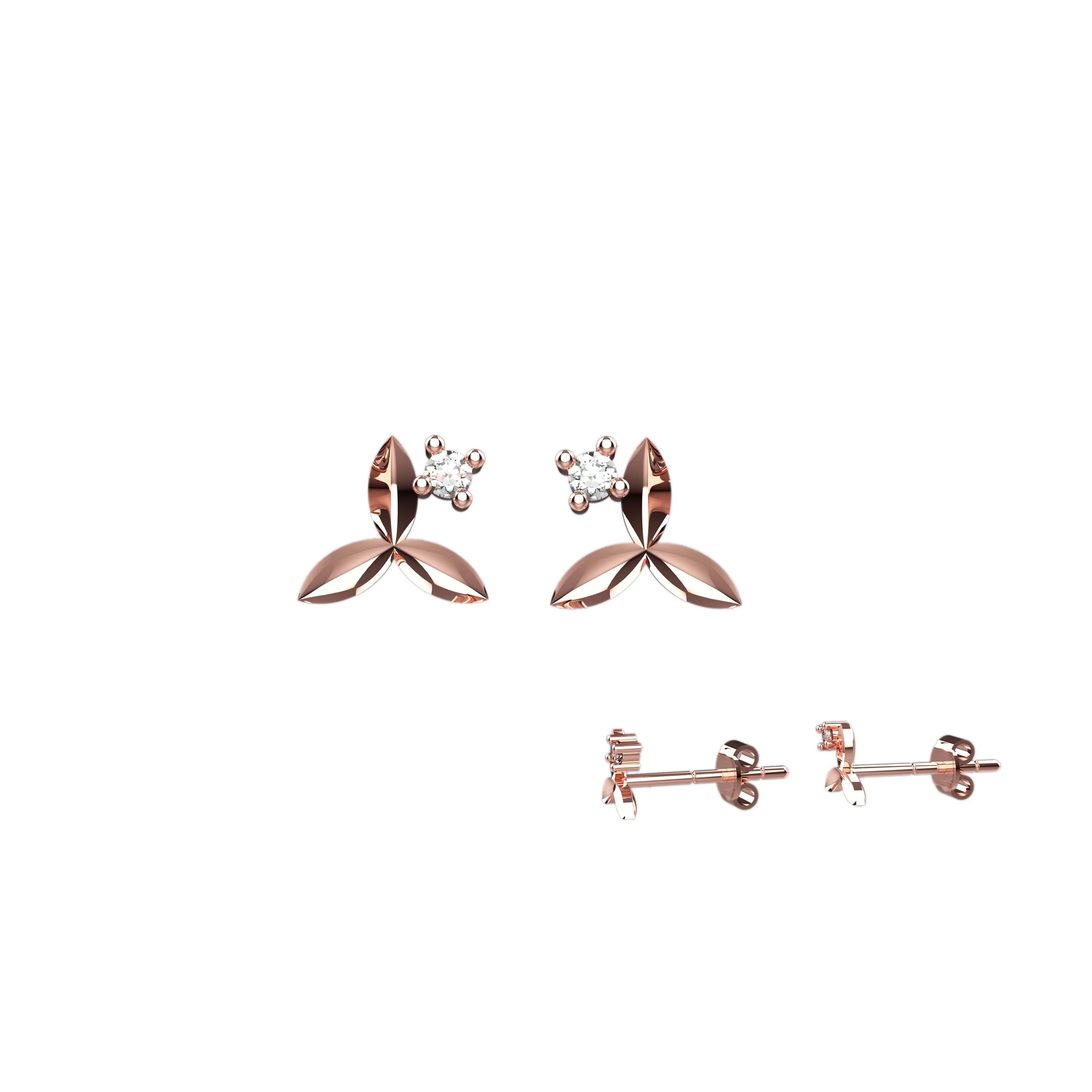 Clear Leaf Earrings Unique Studs