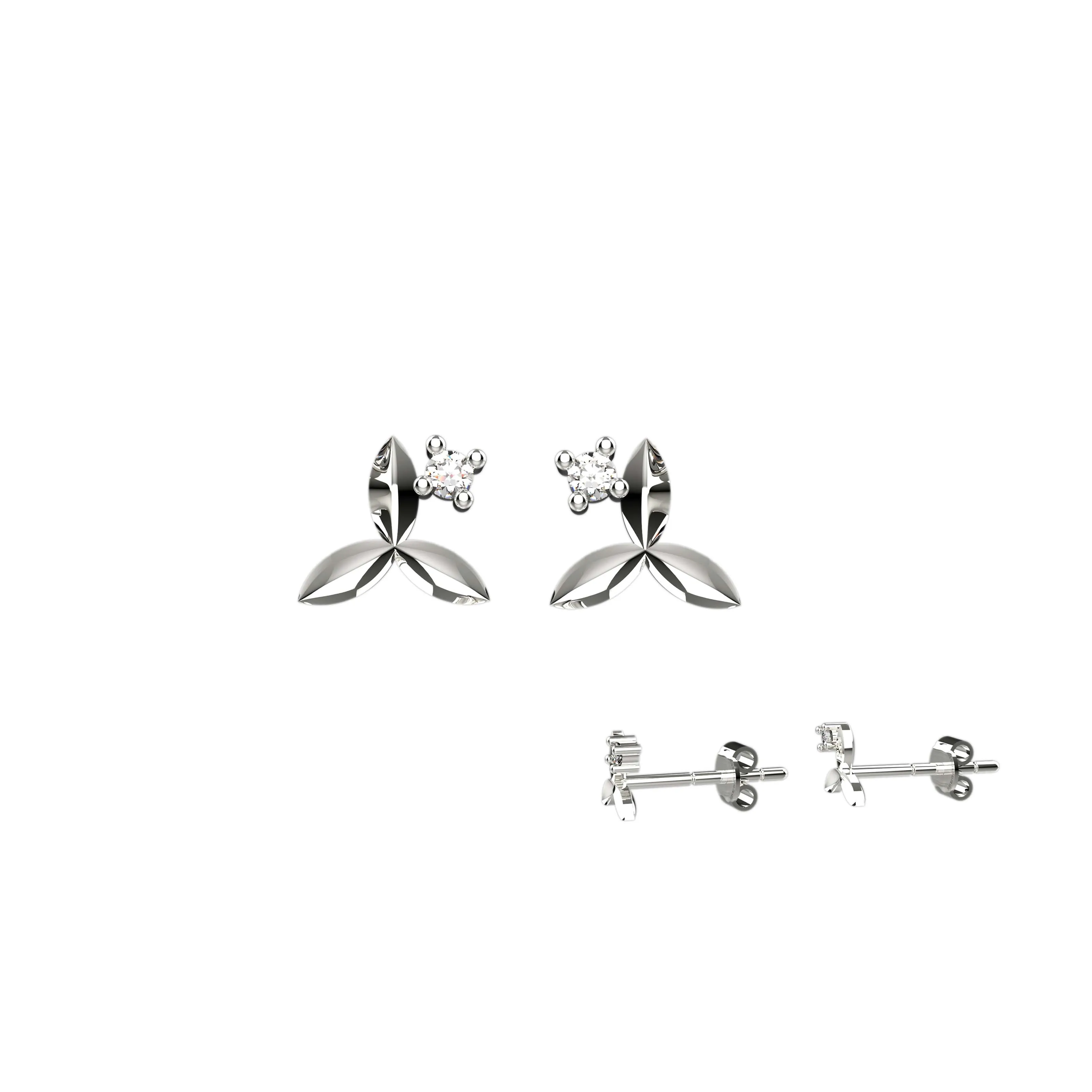 Clear Leaf Earrings Unique Studs