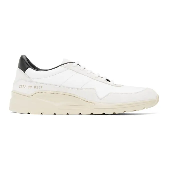 Common Projects White and Black Cross Trainer Sneakers