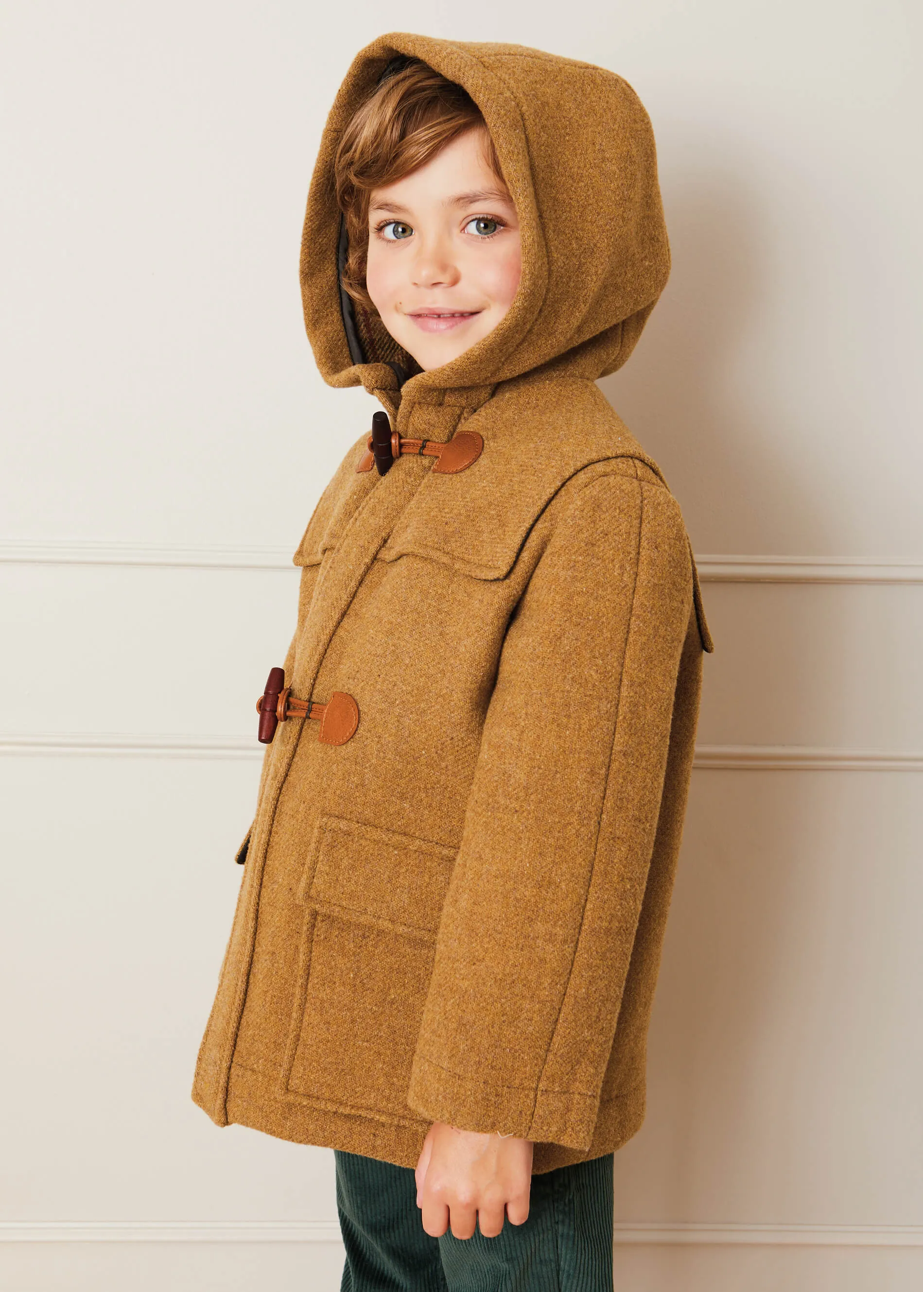 Double Faced Wool Toggle Fastening Coat In Camel (4-10yrs)