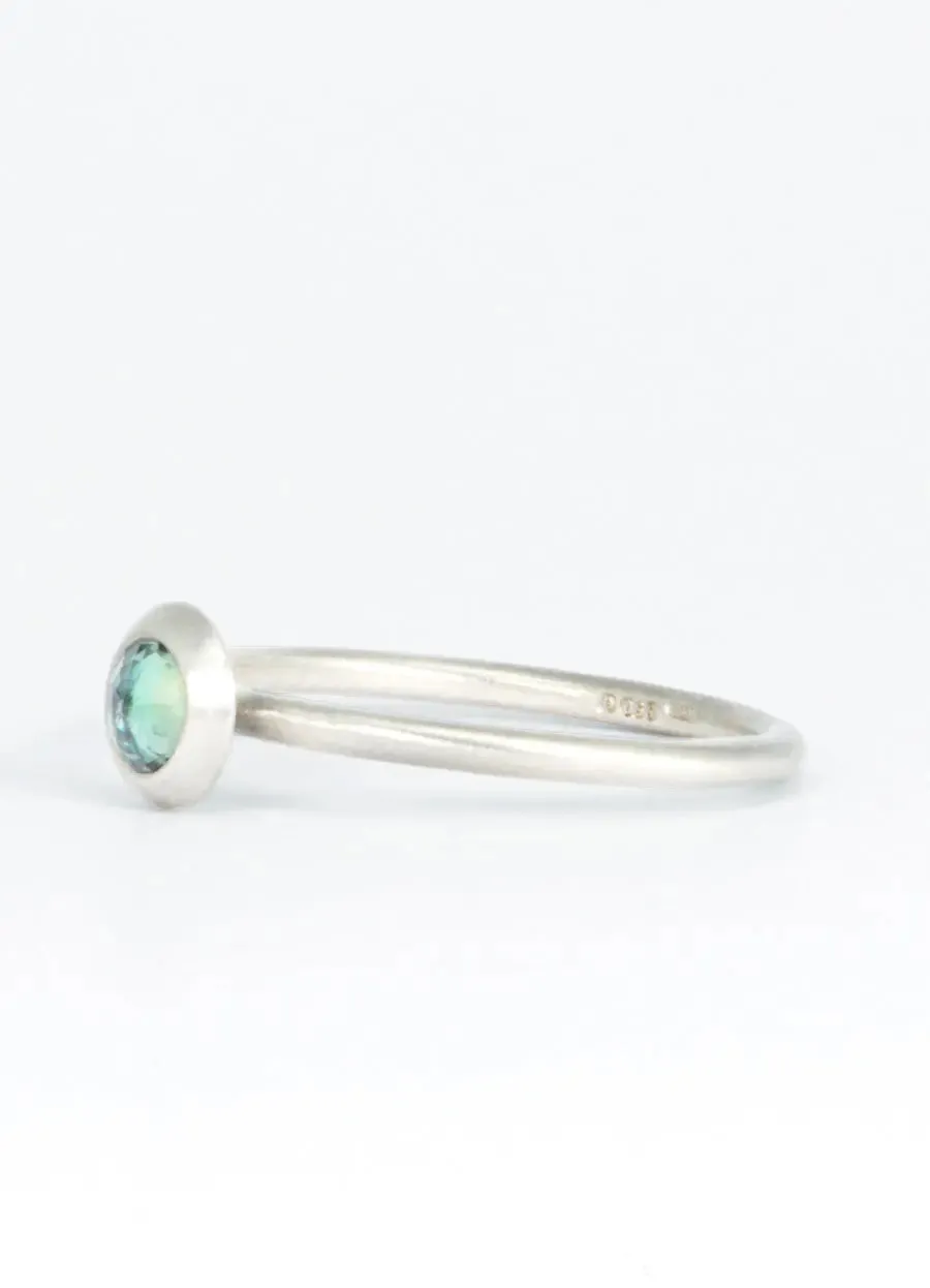Green Sapphire Palladium Ring