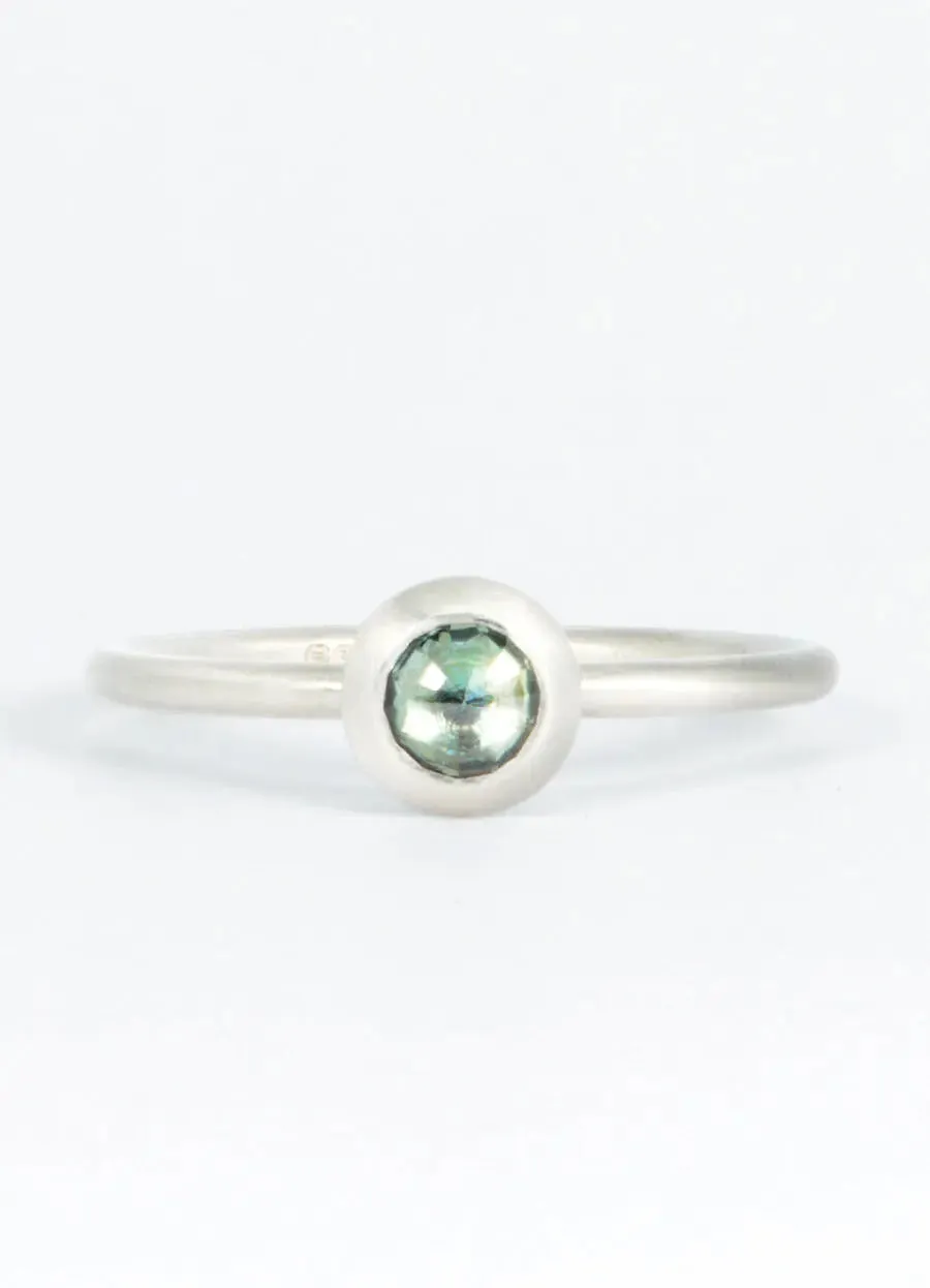 Green Sapphire Palladium Ring