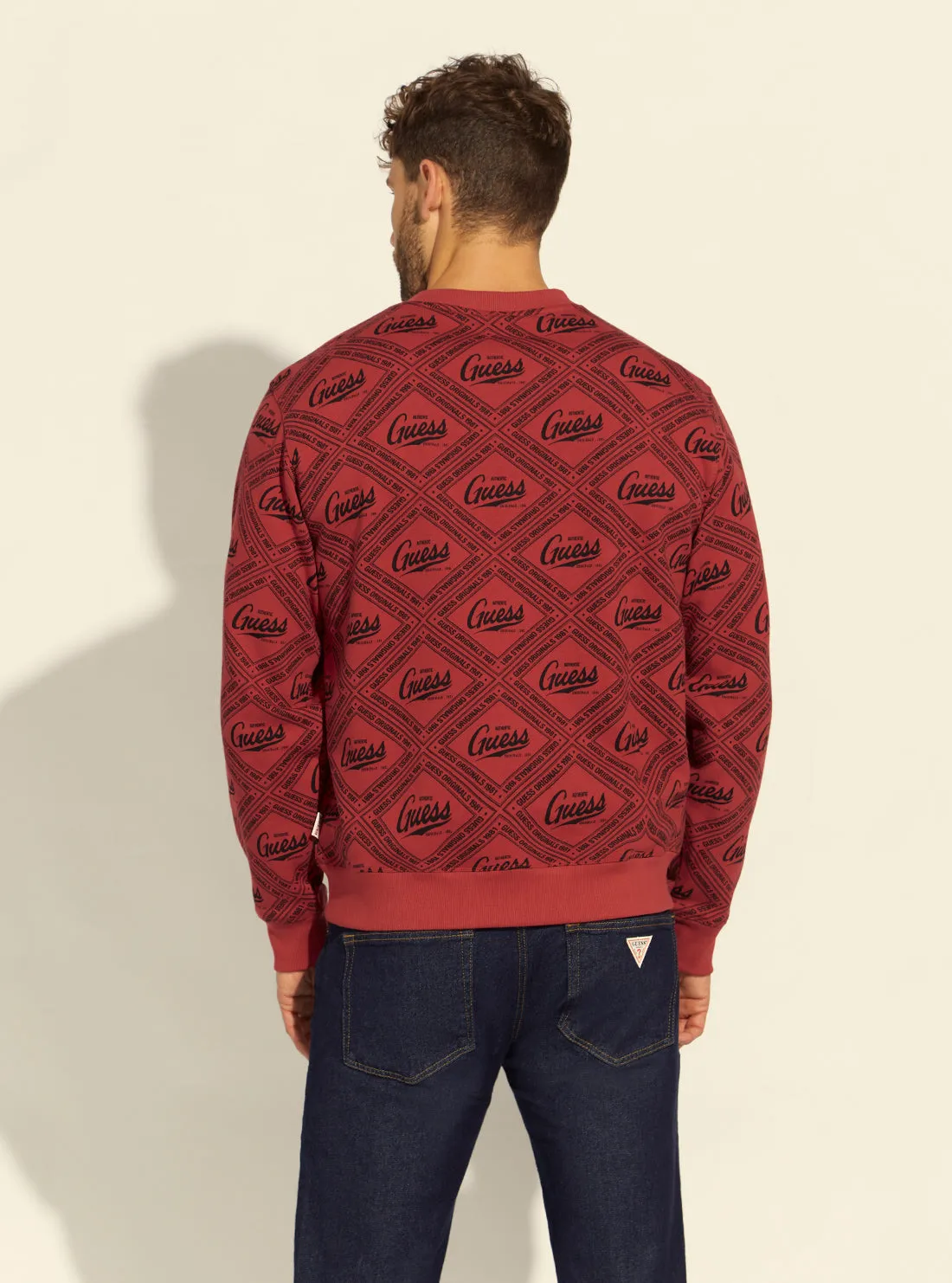 GUESS Originals Red Elijah Printed Jumper