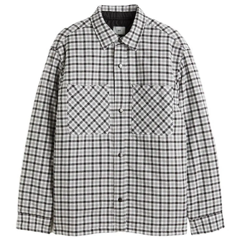 H&M Padded Shirt, grey/white