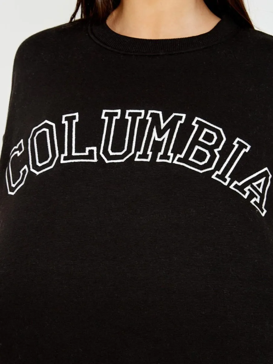 Heather COLUMBIA Embroidered Sweatshirt Jumper In Black