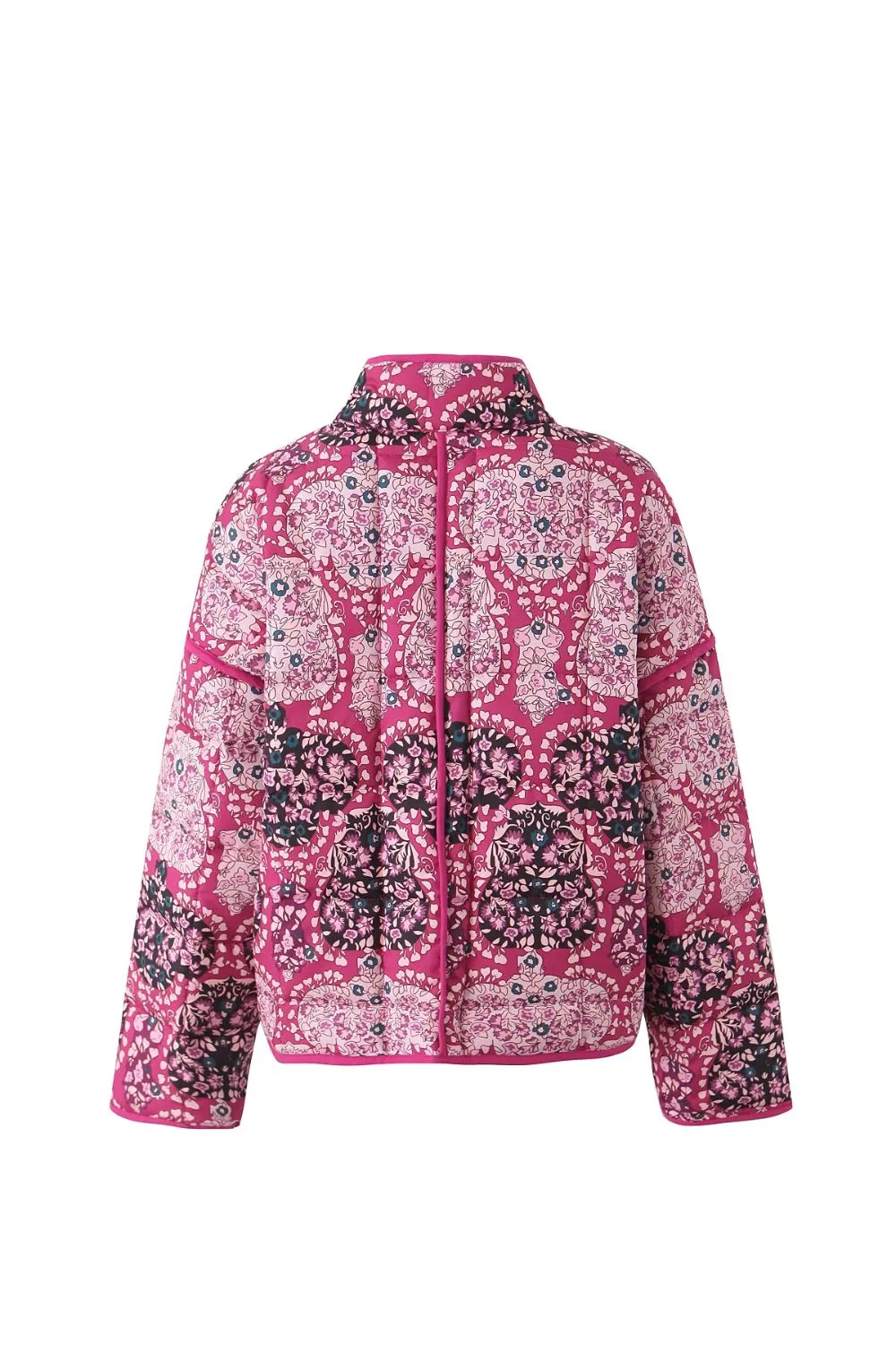 'Jessie' Purple Cashew-Patterned Puffer Jacket
