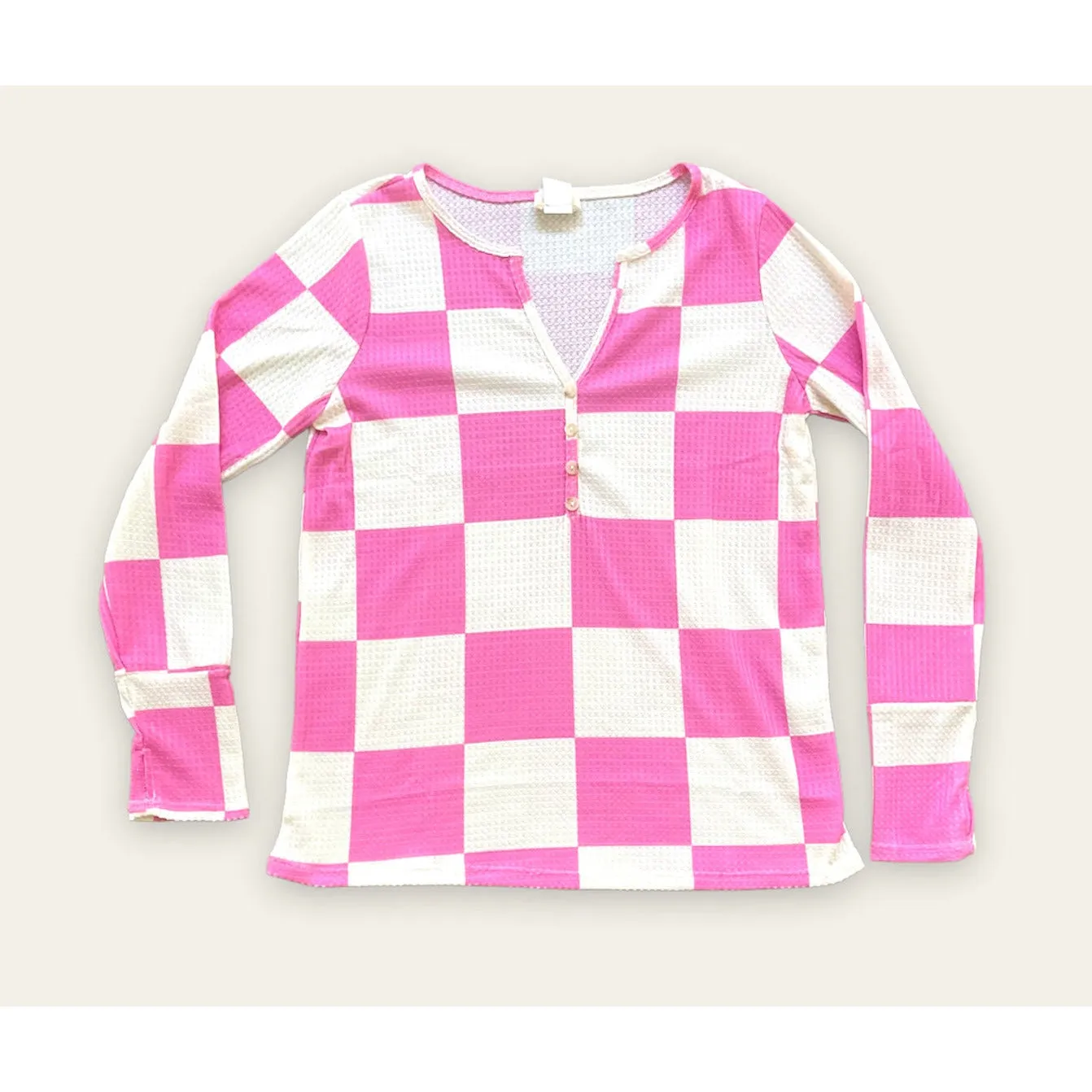 Kenzie Checkered Top-Pink