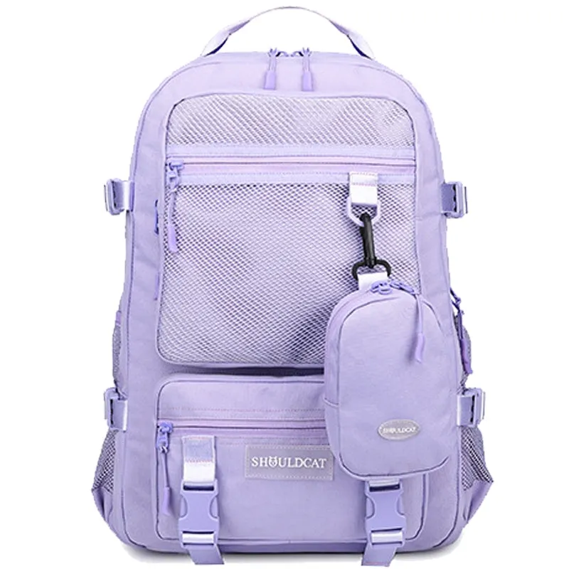 Kids Mesh School Backpacks - Black Pink Purple Book Bags For Girls Cute Big Travel For Teens Multi-Compartment Lightweigt Mesh Backpack With Portable Zippered Bag