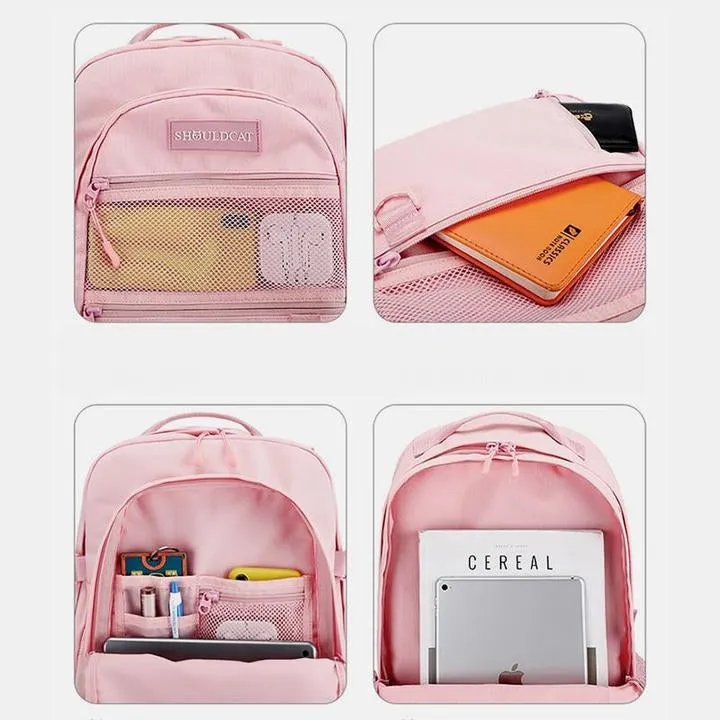 Kids Mesh School Backpacks - Black Pink Purple Book Bags For Girls Cute Big Travel For Teens Multi-Compartment Lightweigt Mesh Backpack With Portable Zippered Bag