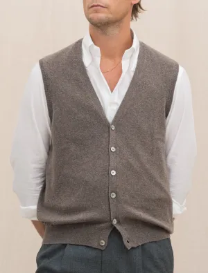 Knitted Cashmere Vest Brown