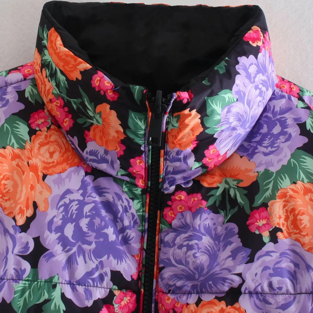LOOSE FLORAL PRINT REVERSIBLE PADDED WAISTCOAT