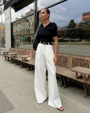 LVSANW Autumn and Winter New White High Waist Wide Feet Pants Temperament Commuting Versatile Pants 2024 Women's Fashion and Leisure