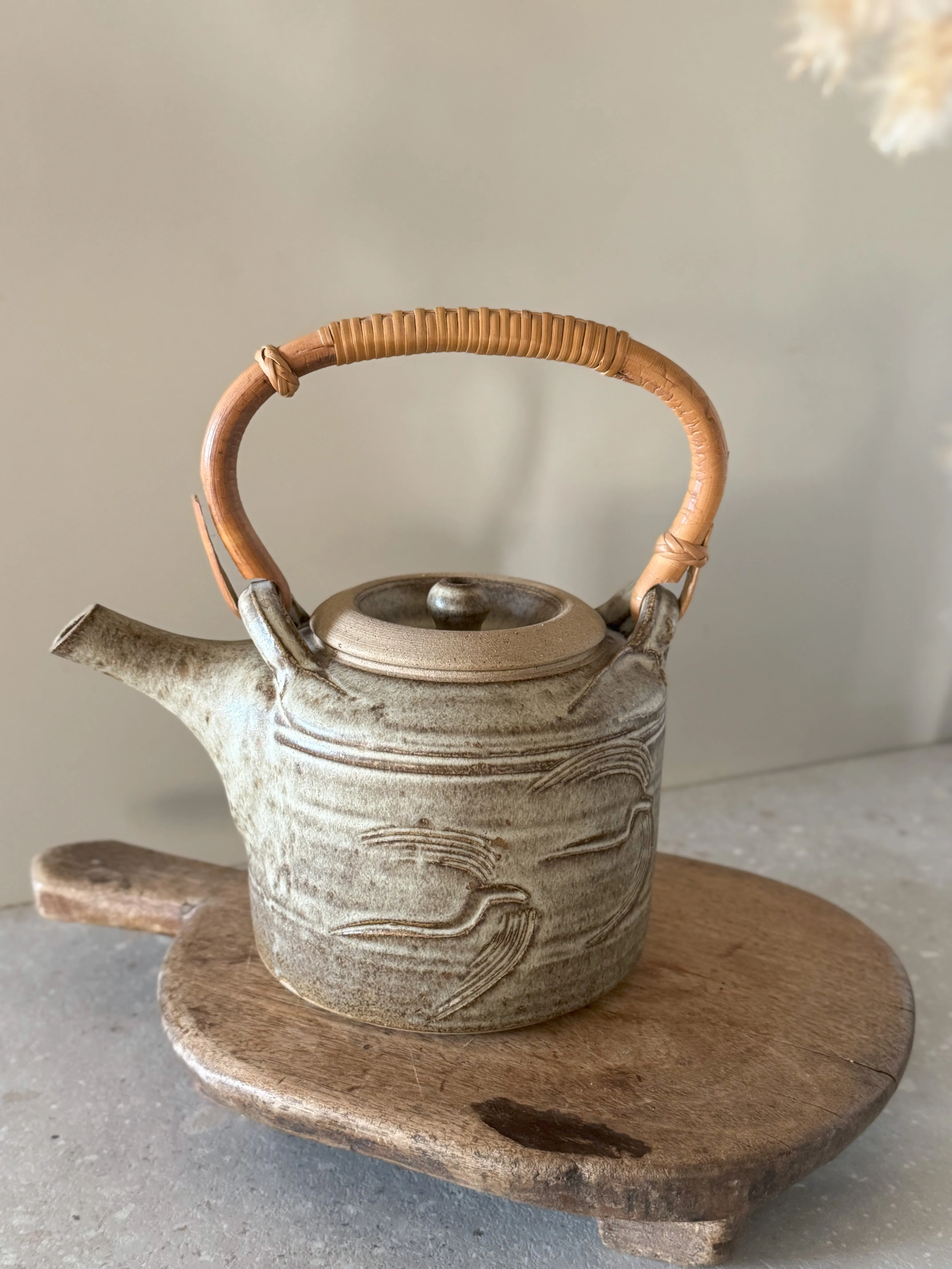 Midcentury Unique Studio Pottery Swallows Teapot