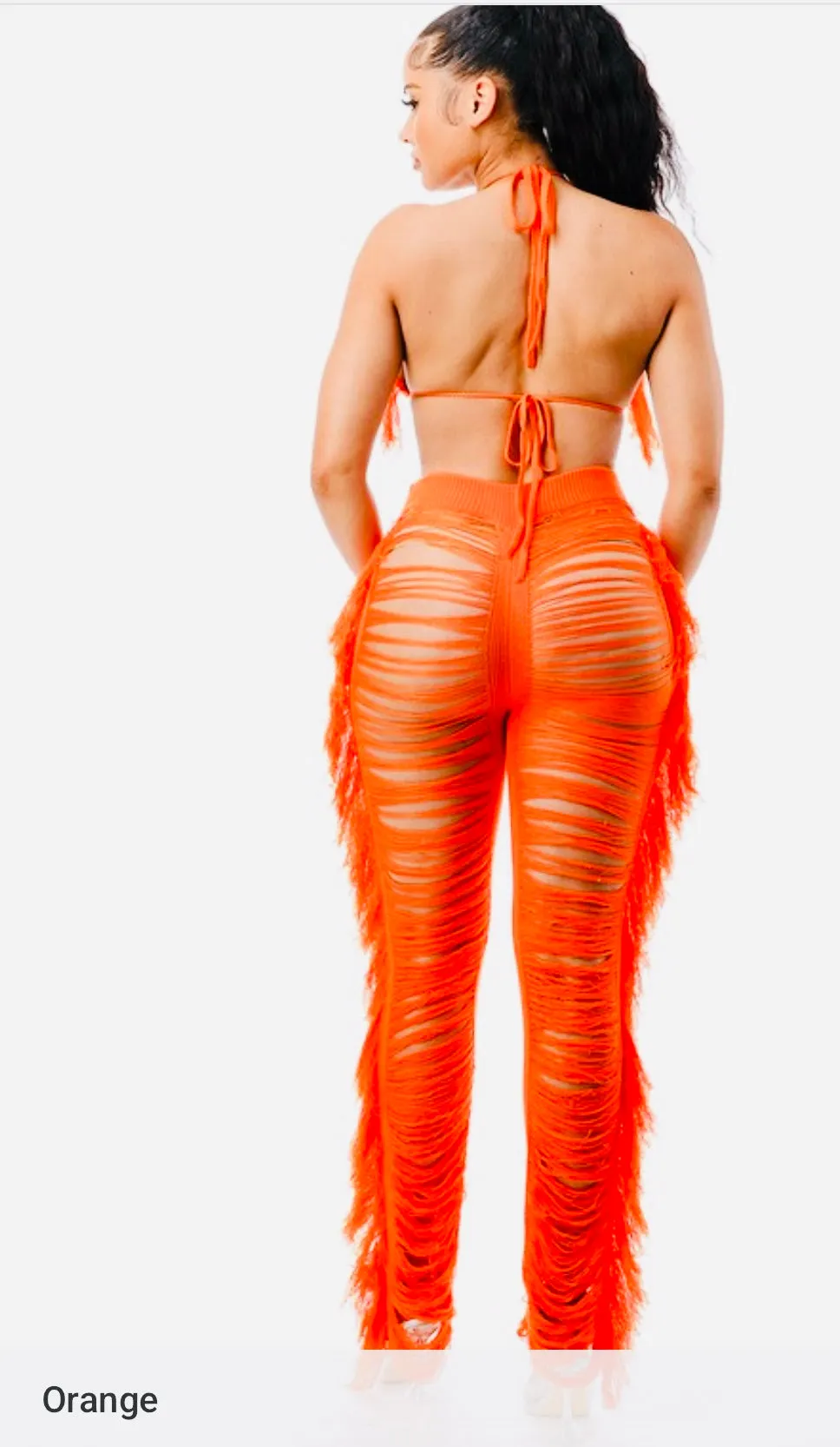 ORANGE 2-PIECE SUMMER SWIM COVER UP PANTS SET