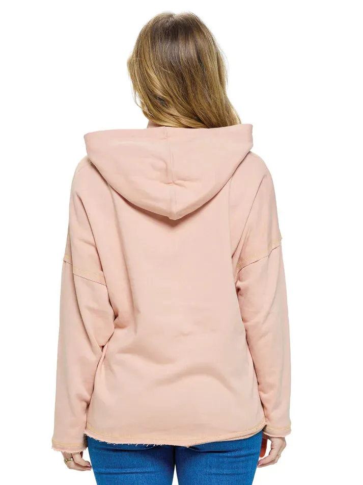 Peace Sign Patch Loose Fit Hoodie