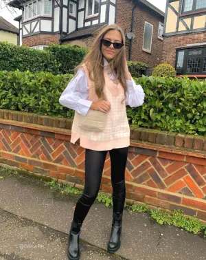 PINK HOUNDSTOOTH OVERSIZE  WAISTCOAT