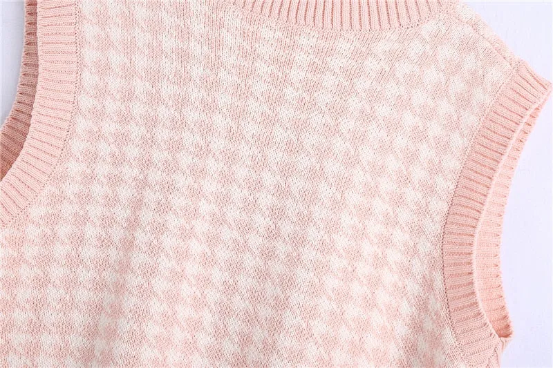 PINK HOUNDSTOOTH OVERSIZE  WAISTCOAT