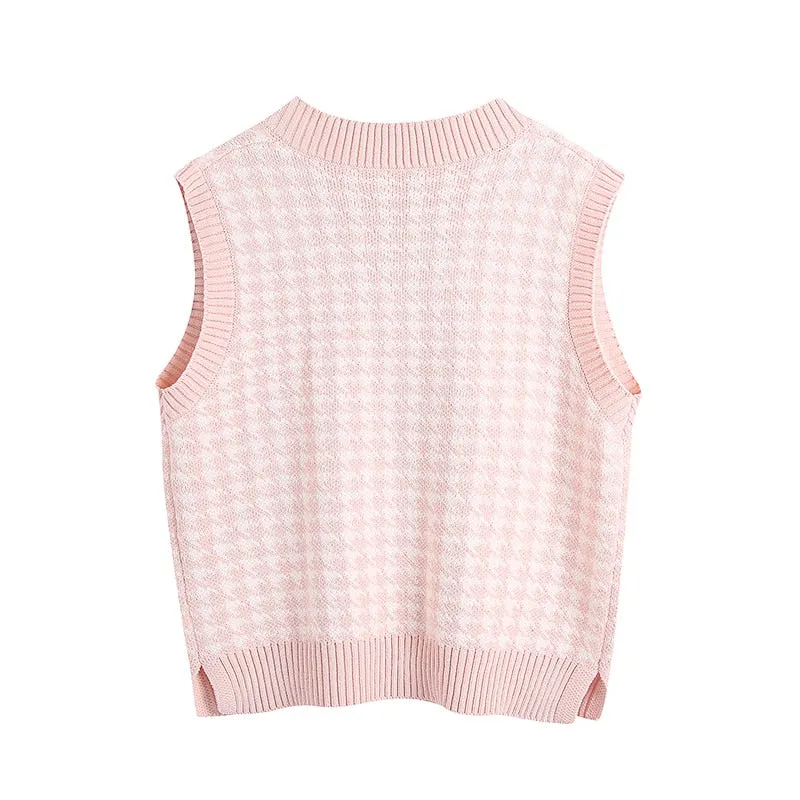 PINK HOUNDSTOOTH OVERSIZE  WAISTCOAT