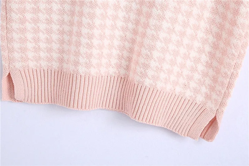 PINK HOUNDSTOOTH OVERSIZE  WAISTCOAT
