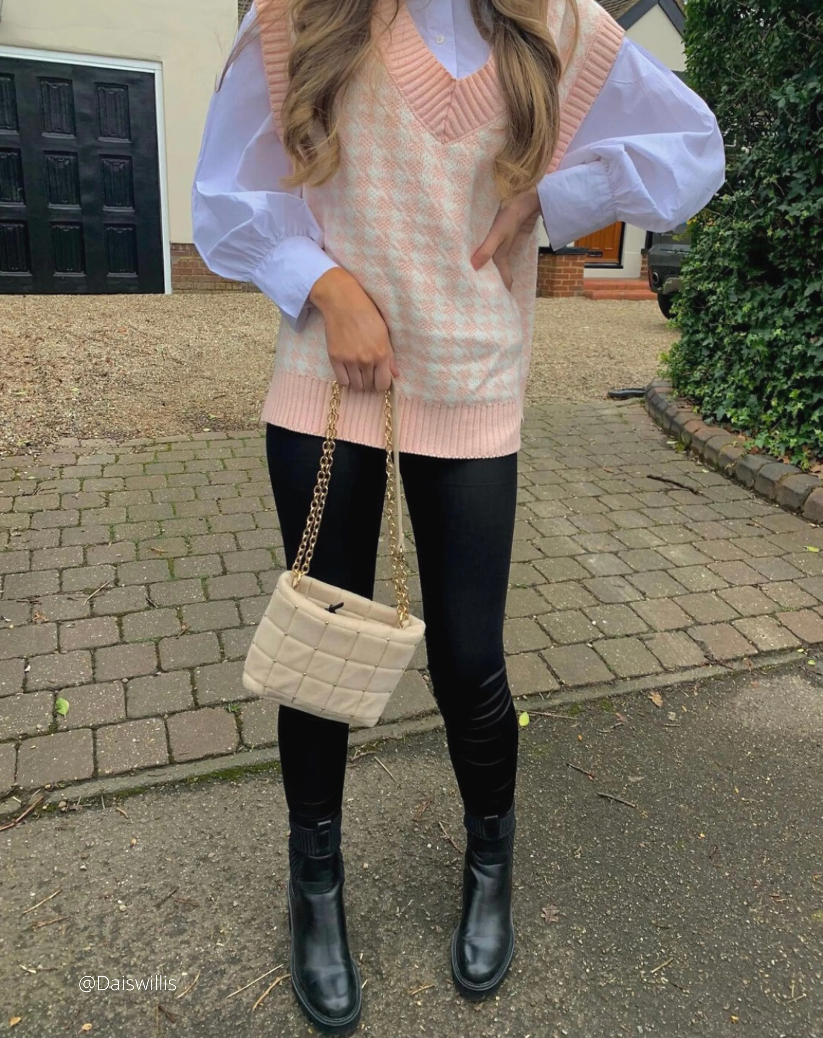 PINK HOUNDSTOOTH OVERSIZE  WAISTCOAT