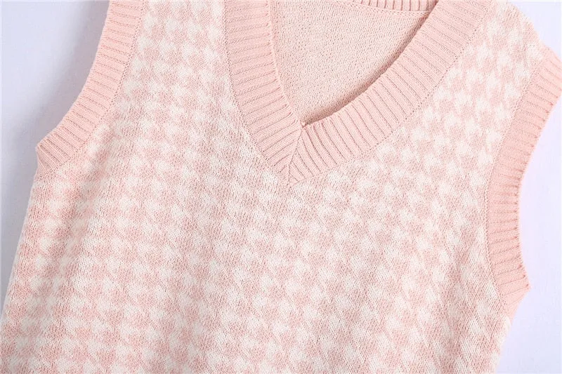 PINK HOUNDSTOOTH OVERSIZE  WAISTCOAT