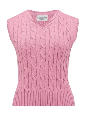 Pink Vintage Style Cable Tank Top Vest