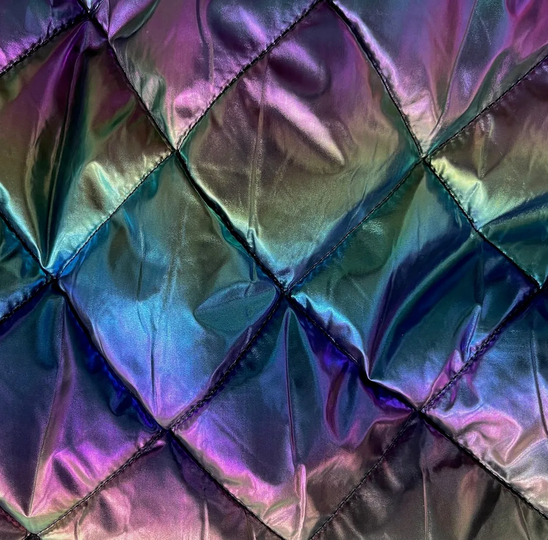 Rainbow Iridescent Metallic Quilted Polyester (Made in the Netherlands)
