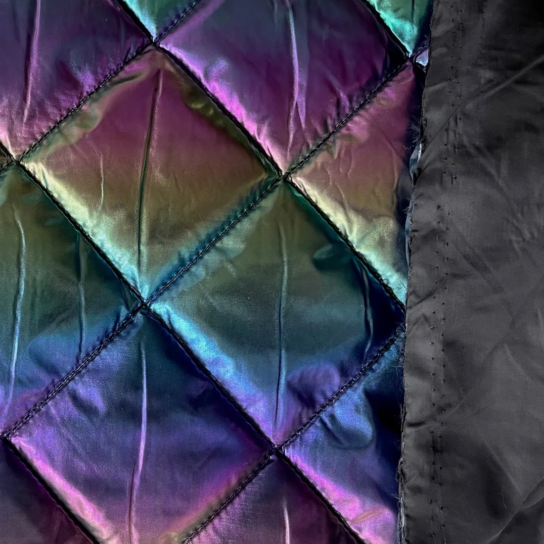 Rainbow Iridescent Metallic Quilted Polyester (Made in the Netherlands)