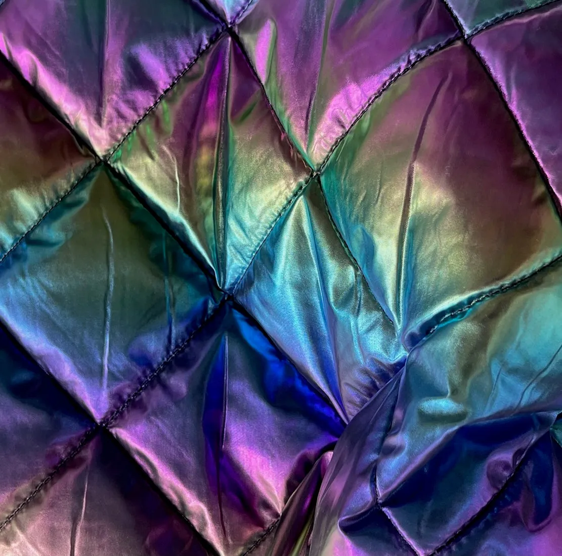 Rainbow Iridescent Metallic Quilted Polyester (Made in the Netherlands)