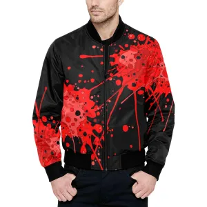 Sickstem, Red Paint Splash Quilted Bomber Jacket (Black)