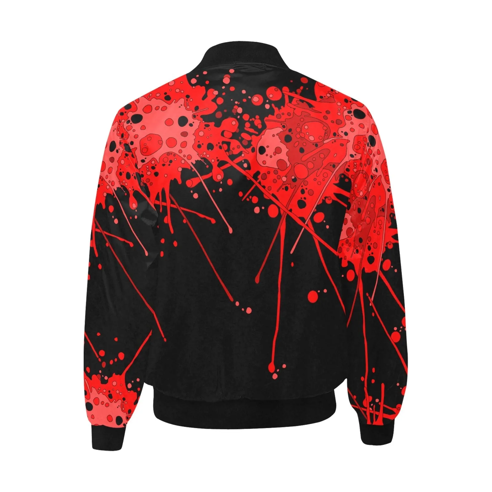Sickstem, Red Paint Splash Quilted Bomber Jacket (Black)