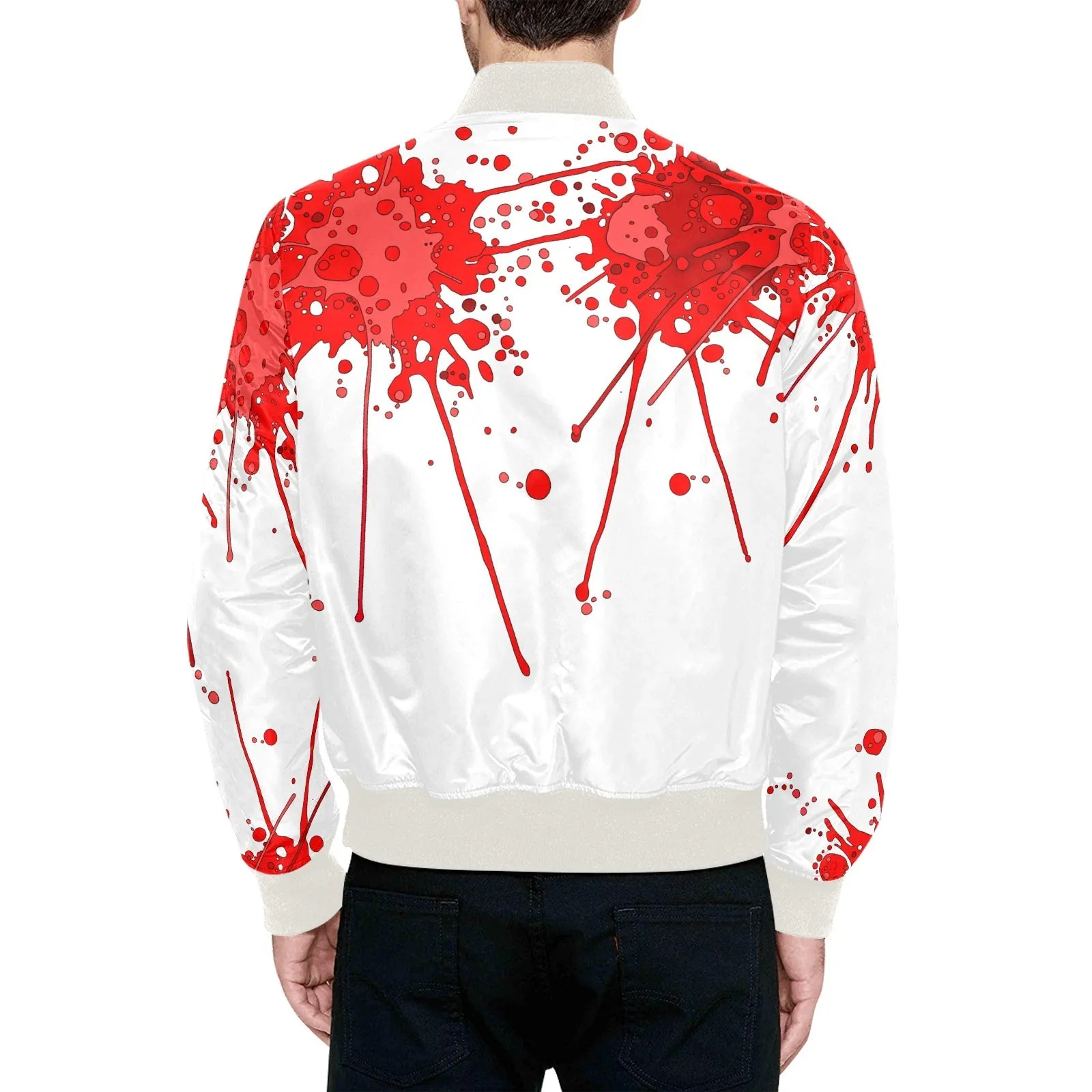 Sickstem, Red Paint Splash Quilted Bomber Jacket