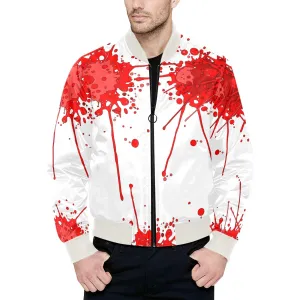 Sickstem, Red Paint Splash Quilted Bomber Jacket