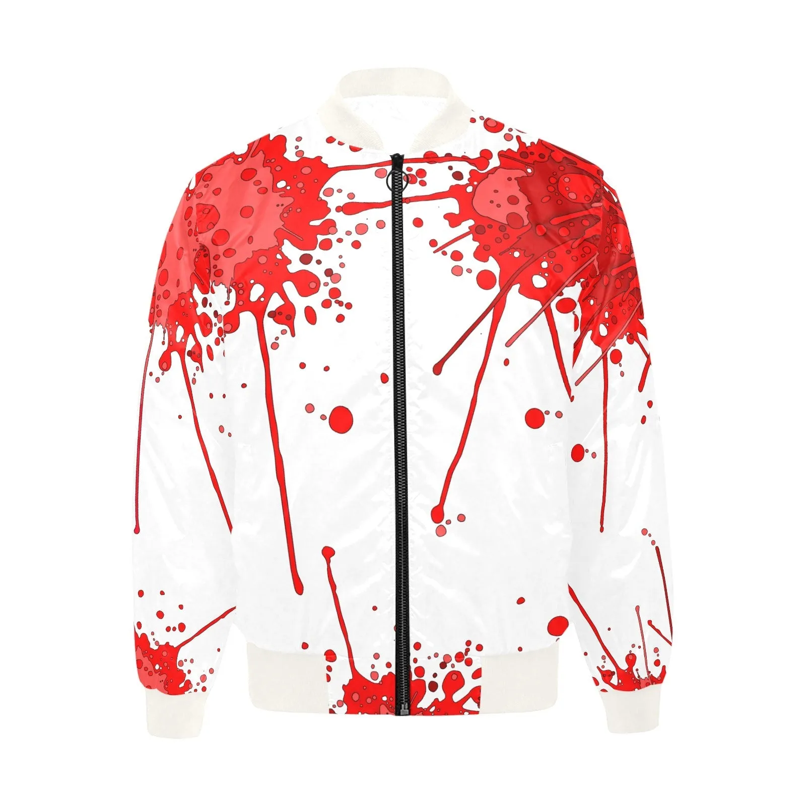 Sickstem, Red Paint Splash Quilted Bomber Jacket