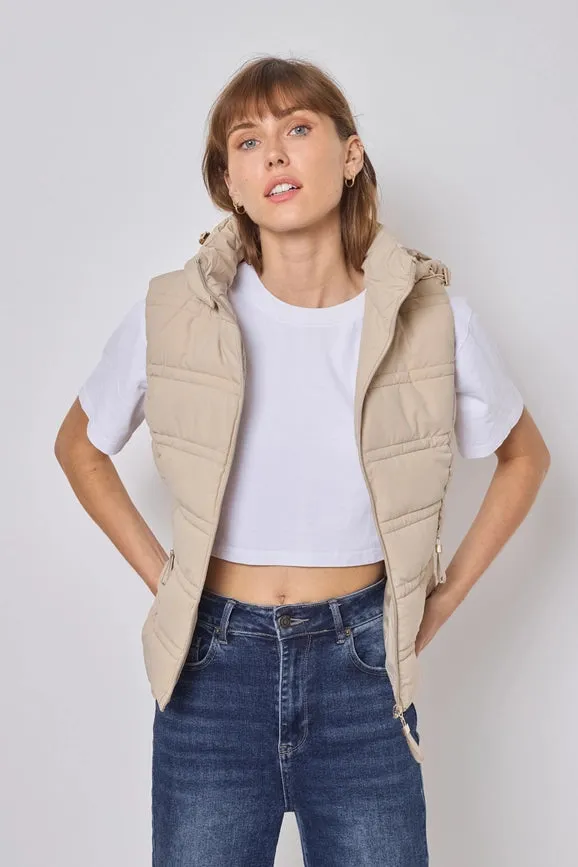 Sleeveless Jacket Beige